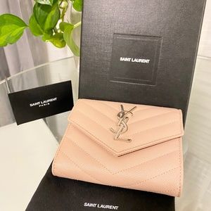 Authentic brand new YSL tri-folds wallet in pale pink